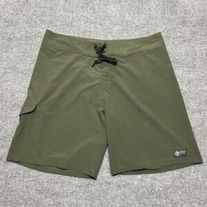 Demons Behind Me Board Shorts Mens 42 Green Swim Trunks Skull Quick Dry Beach